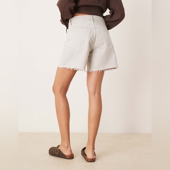 NWT Abercrombie & Fitch High Rise The Loose Jean Shorts - Size 33 - Light Gray - Picture 5 of 13